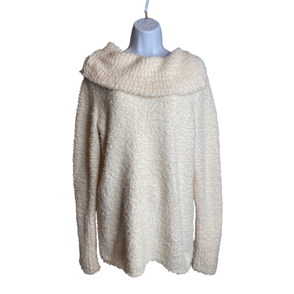 J Jill Pure Jill Cream Cowl Neck Cozy Sweater Tunic Sz M Oversized Slouchy Boho